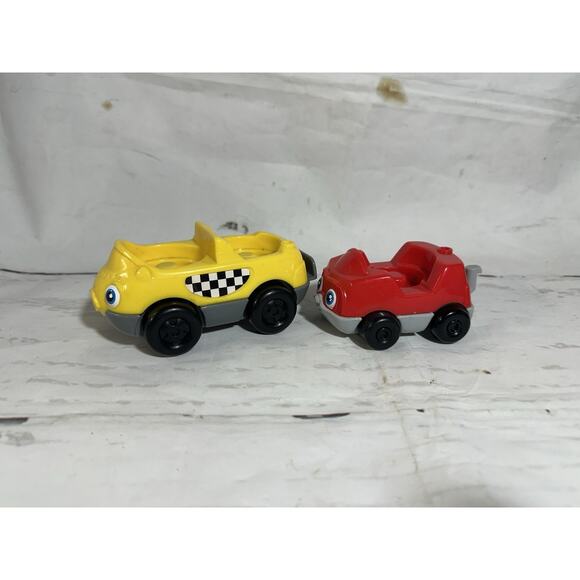 Fisher Price Little People Taxi Cab Yellow Two Seater Red Car Lot Mattel 2001 - Picture 1 of 7